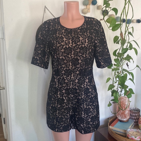 BCBG Haile Black Lace Romper - Picture 2 of 9